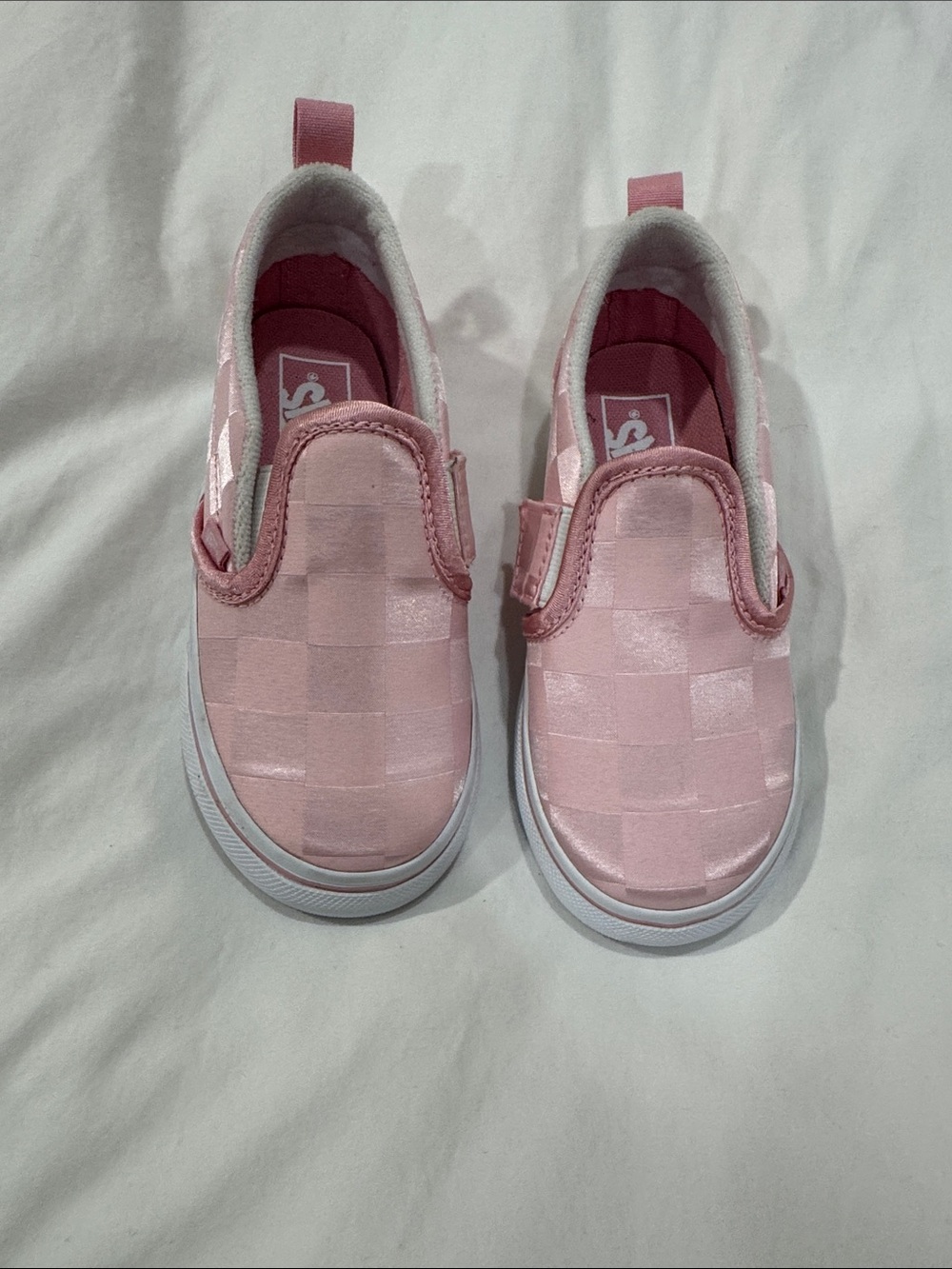 New Vans Kids Pink Slip-On Checkerboard Sneakers